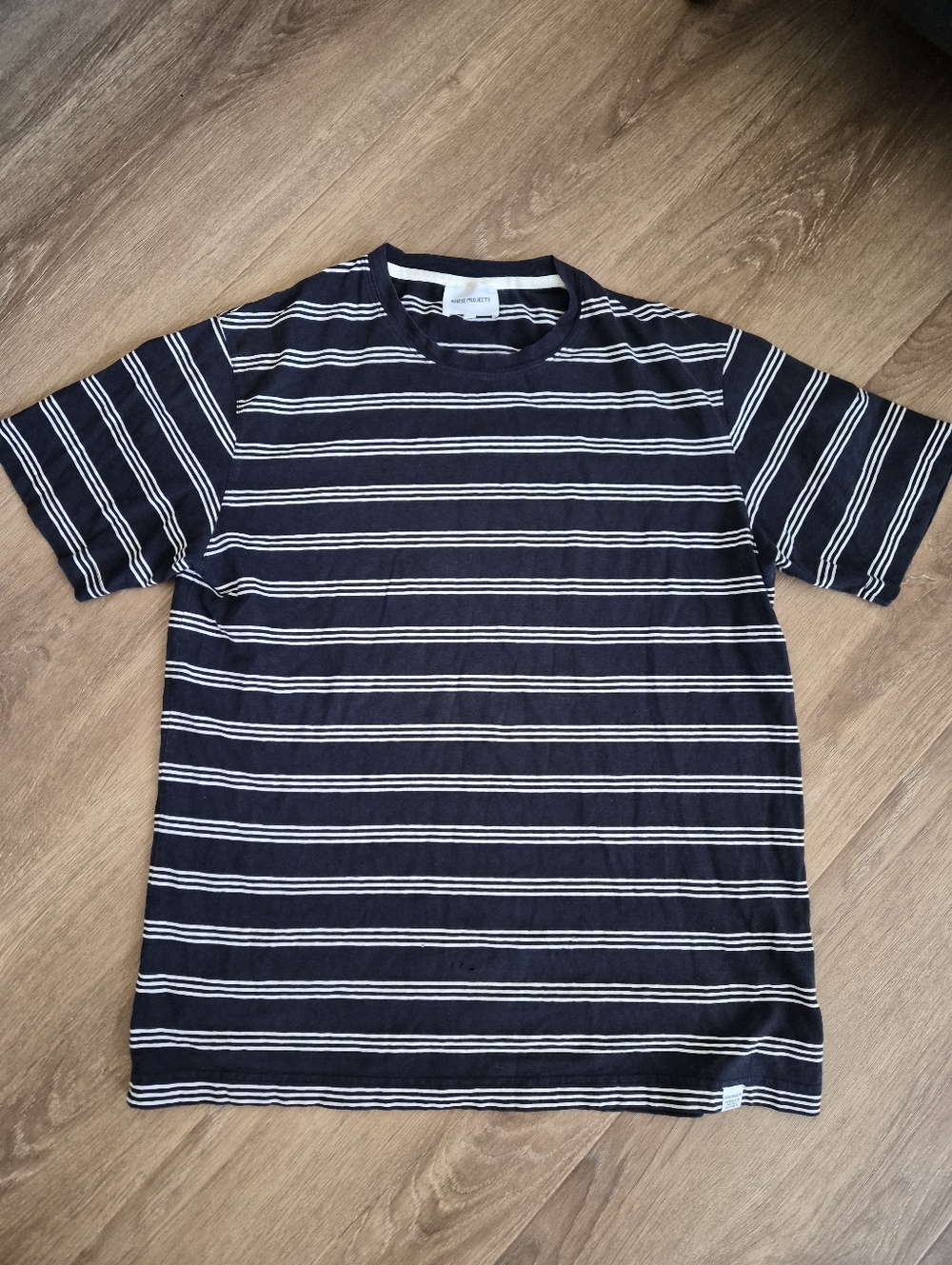 Norse Projects Navy & White Striped Crew Tee Medium